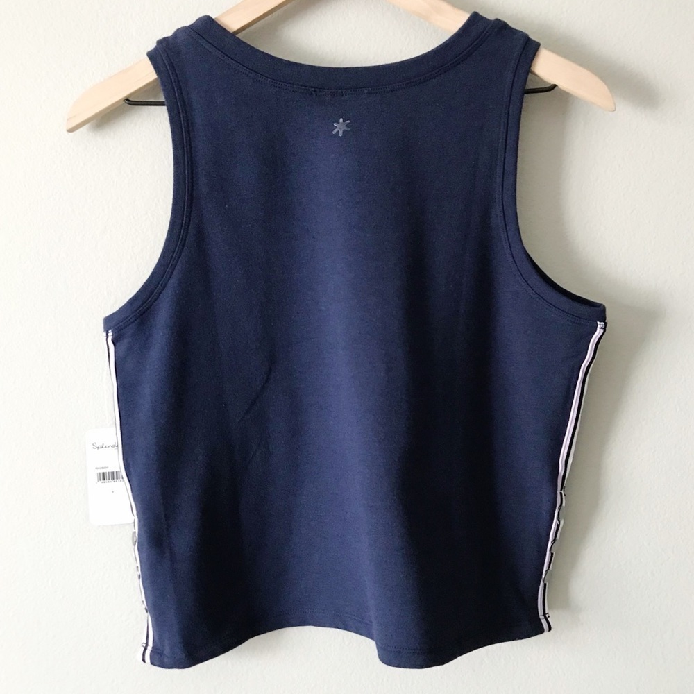 Splendid NWT Cropped Tank Top Side Snaps Blue Sm - Picture 2 of 8